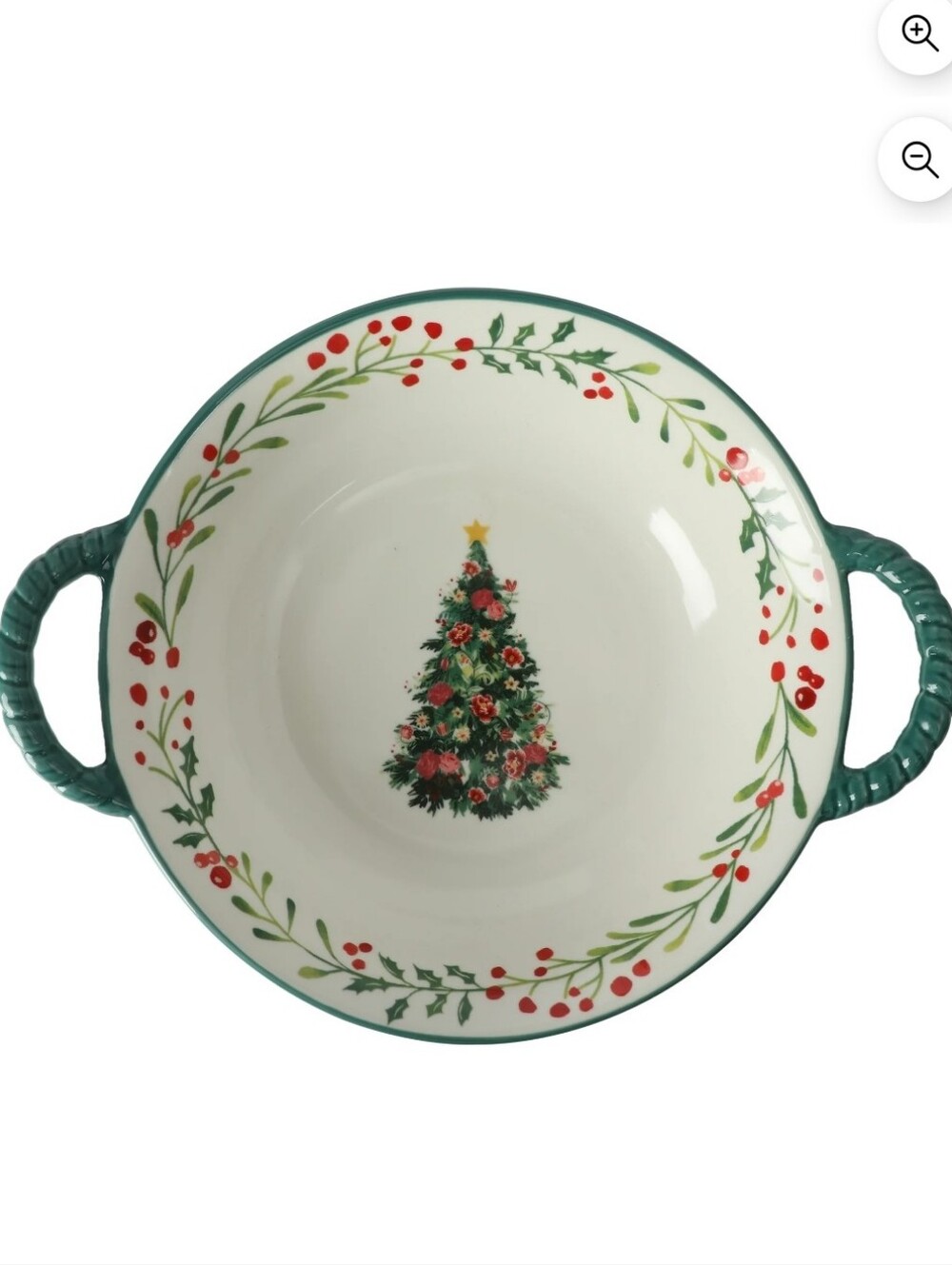 New The Pioneer Woman Christmas Tree White Green Red Holiday Serving Bowl
